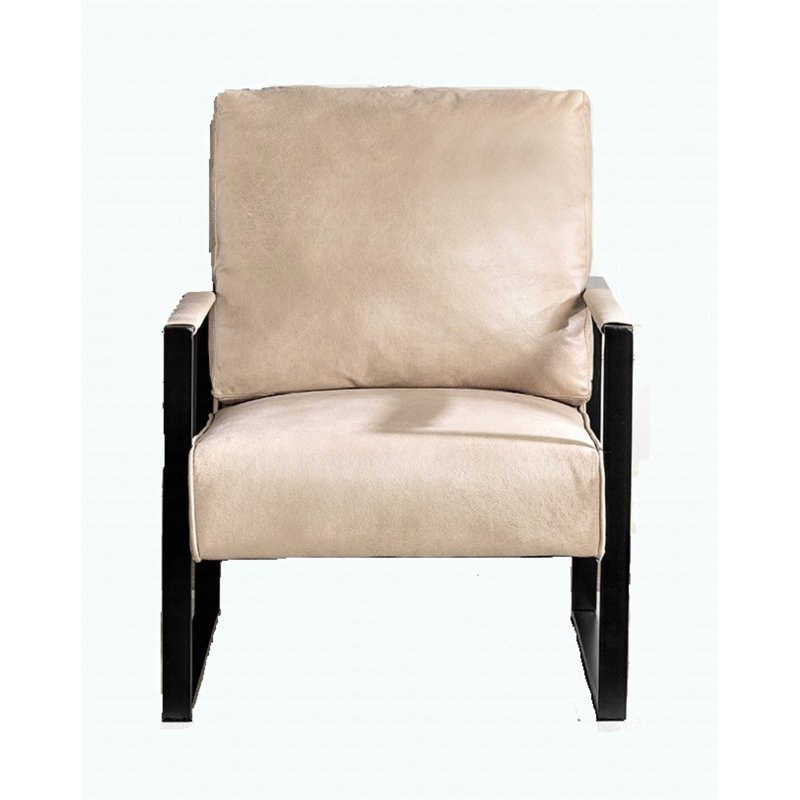 Mid-Century Modern Accent Chair, Durable Square Metal Frame, Plush Upholstery, Light Camel Microfiber/Microsuede