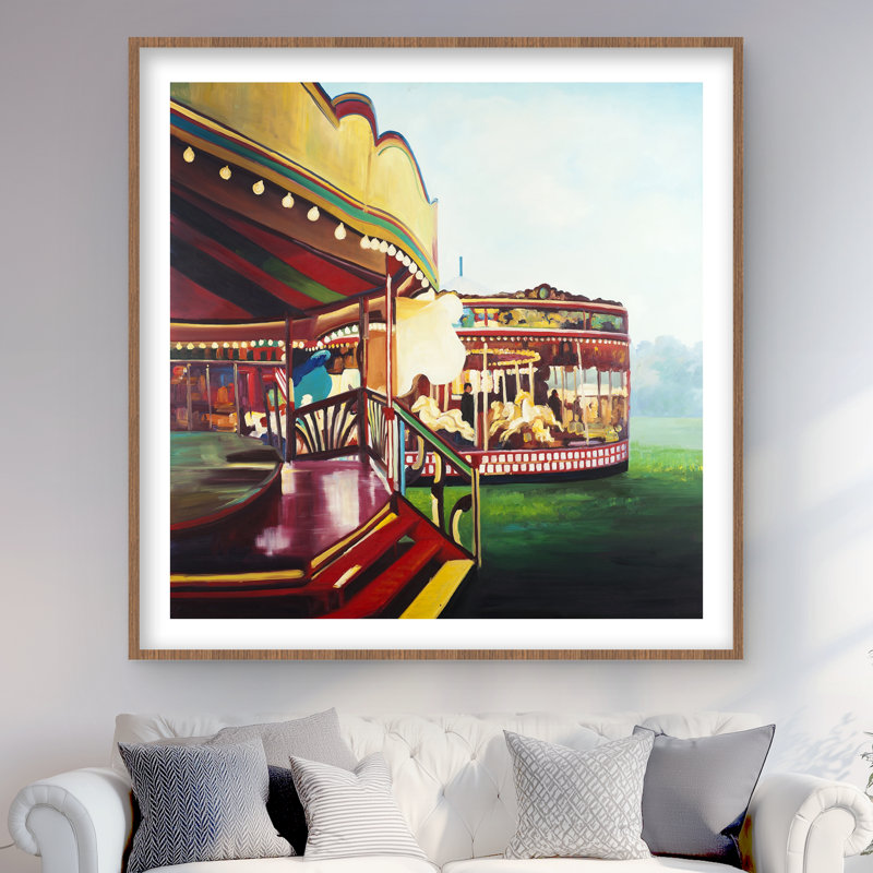 Carousel in a carnaval - Red Miscellaneous Framed Print