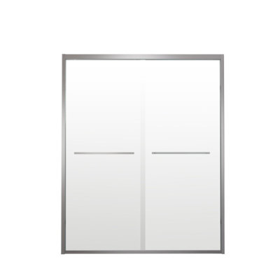 5660"X74" Aluminum Frame Double Sliding Shower Door,Bypass Bathroom Sliding Door With Premium 1/4" (6Mm) Clear Tempered Glass, Chrome Hardware Sliding Glass Shower Enclosure,Chrome  Finished