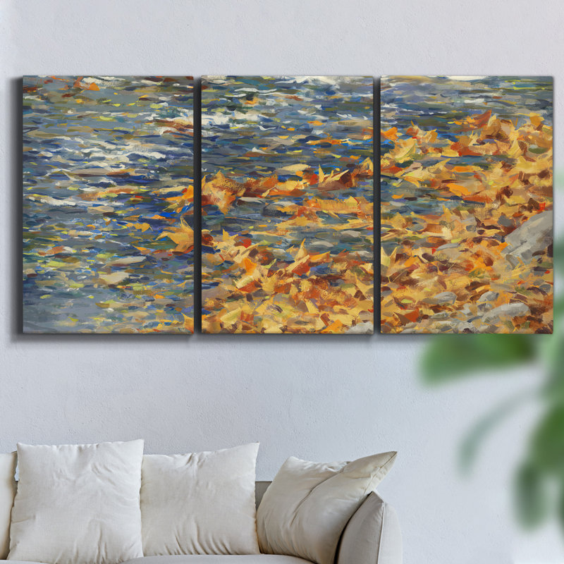 «Water garden at Giverny» par Monet - Toile encadrée à pièces multiples, H 60 po x l 120 po x P 2 po