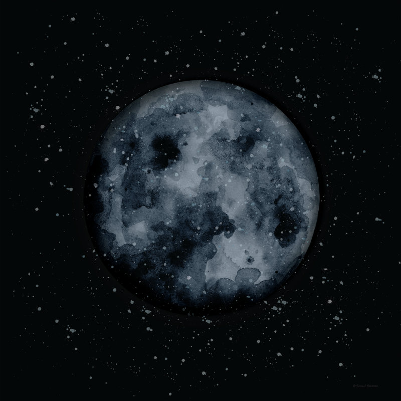 La lune, H 36 po x l 36 po, Oui, Cadre photo noyer