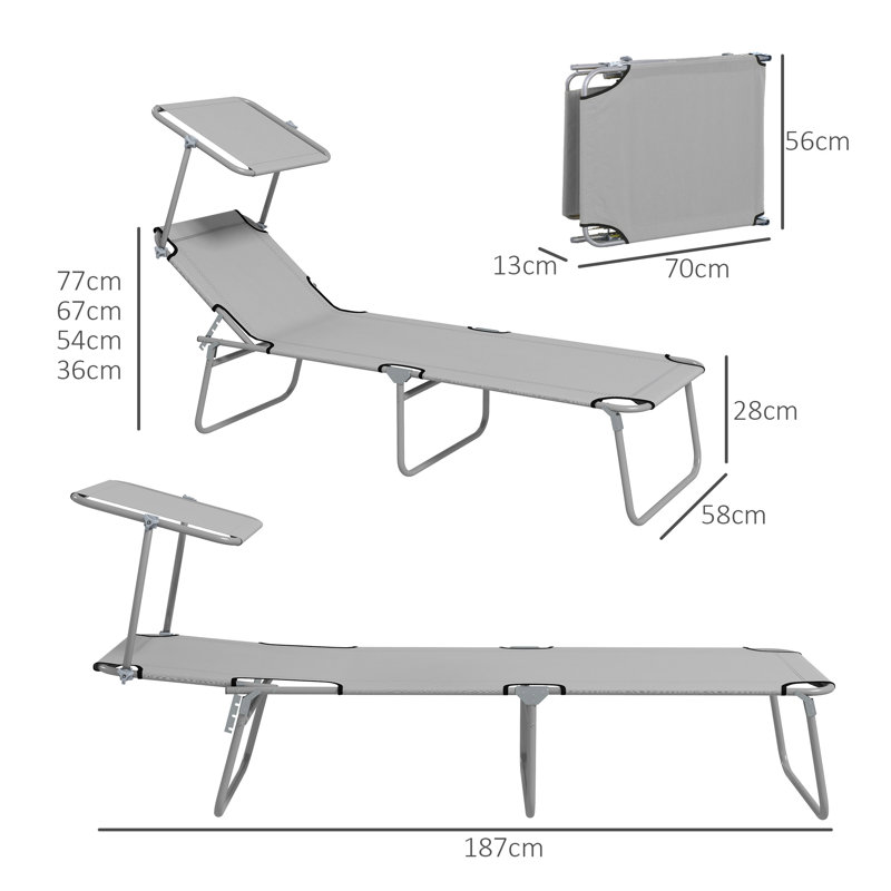 Ouita 187cm Long Reclining Single Chaise, Grey