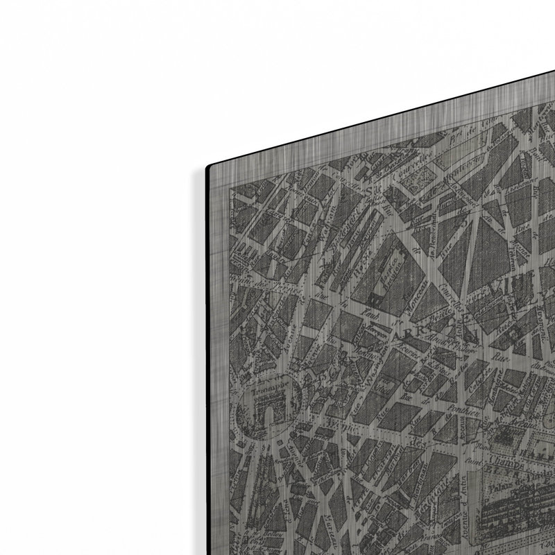 Art mural luxueux en métal «Plan de Paris sur bois» par Wild Apple, 16 po x 48 po