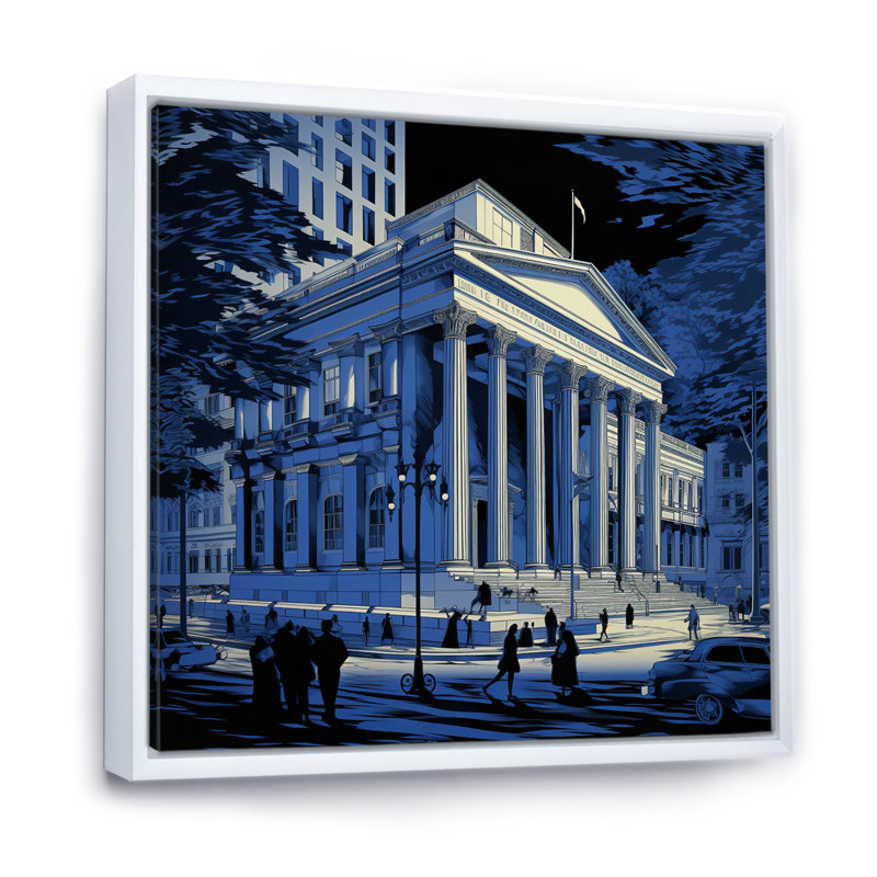«Blueprint of Washington Architecture» sur impression sur toile, H 30 po x l 30 po x P 1 po, Cadre flottant blanc