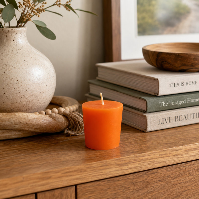 Bougie votive sans parfum Votive, Orange, Ensemble de 12