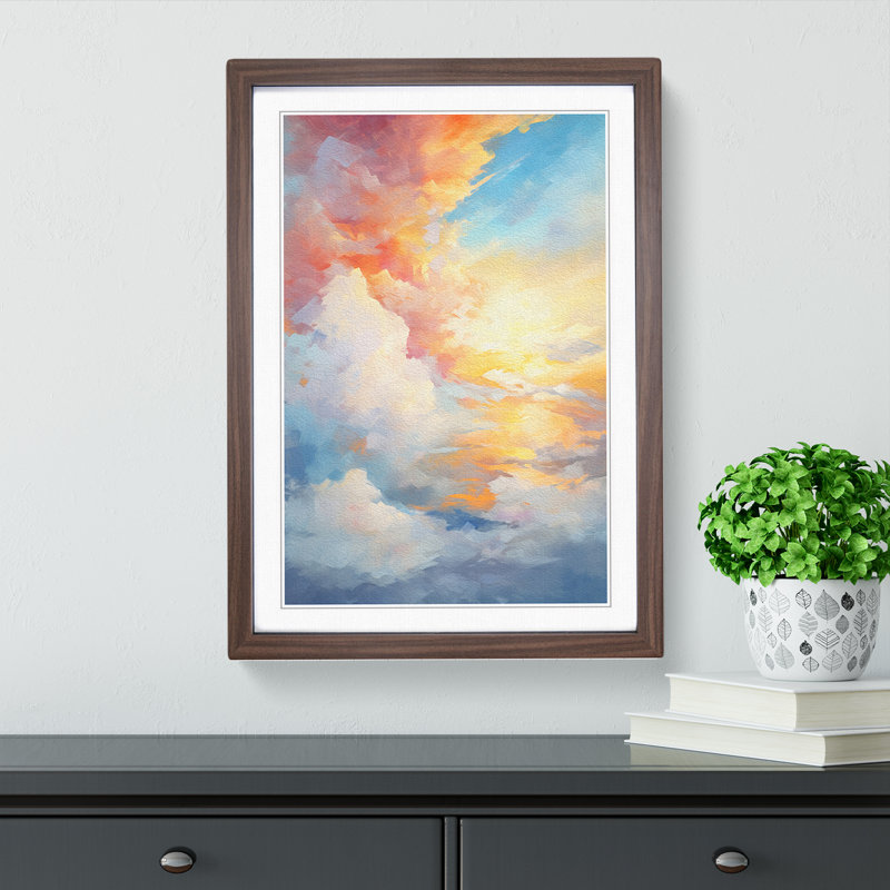Single Picture Frame Print on Wood, Walnut Framed, 46cm H x 34cm W