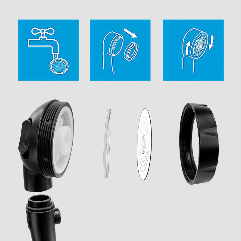 Black Nickel Handheld Shower Head with Pause Switch and 3 Spray Modes
