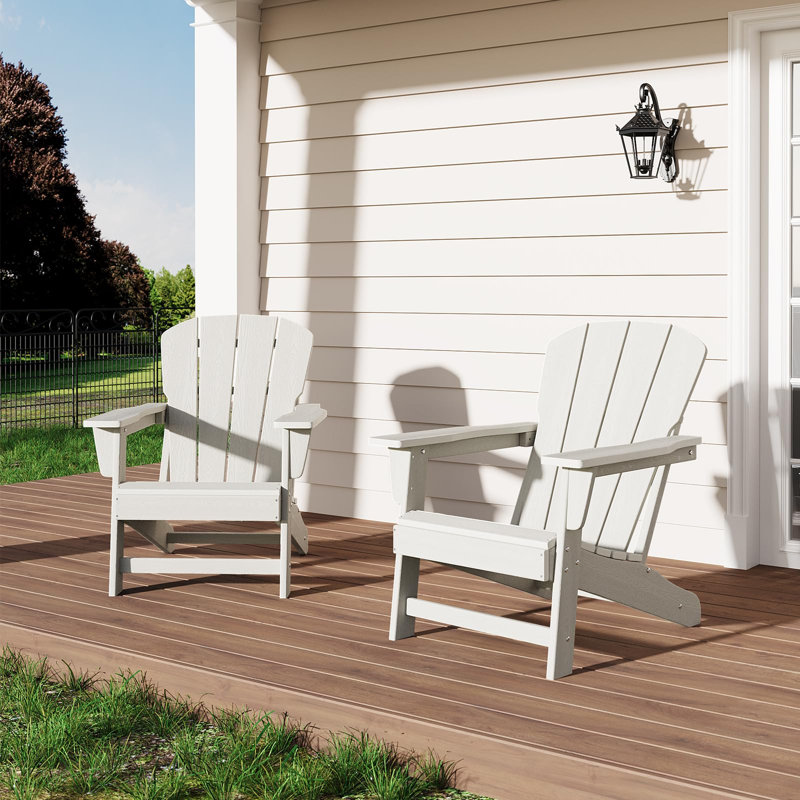 Set of 2 Oversized HDPE Adirondack Patio Chairs – 380 lbs Capacity, Weather-Resistant Poly Lumber with Wood Grain Texture for Deck, Pool & Garden