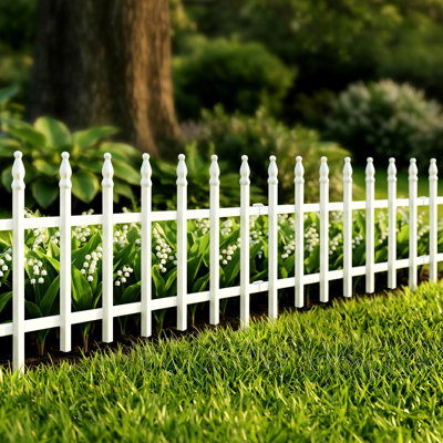 Clôture de jardin décorative en métal l 22 po x H 18 po, 5 panneaux, longueur totale de 9,17 pi, clôture pliante blanche pour parterres de fleurs, cours et barrières pour animaux