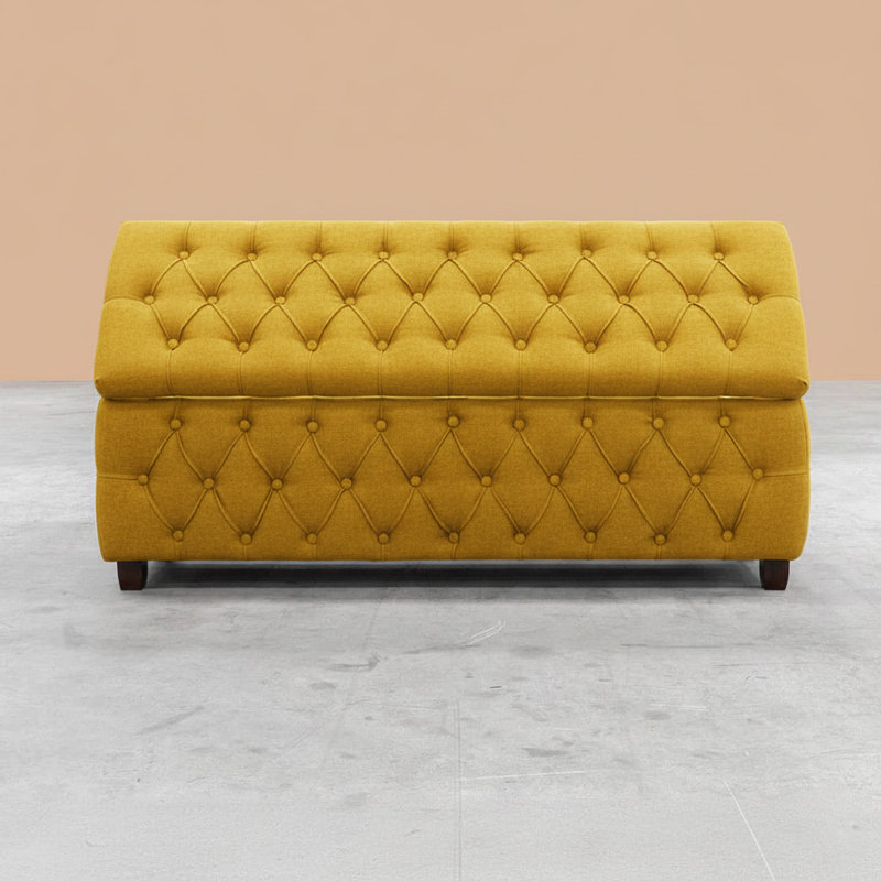 Riga Wide Velvet Tufted Rectangle Solid Color Ottoman Box with Storage, Upholstered Footstool Shoes Bench with Legs