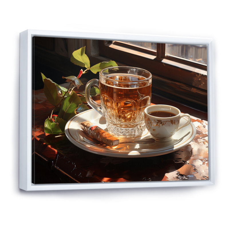 Cuban Coffee Brown I - Food & Beverage Canvas Wall Art, Cadre flottant blanc, H 12 po x l 20 po x P 1 po