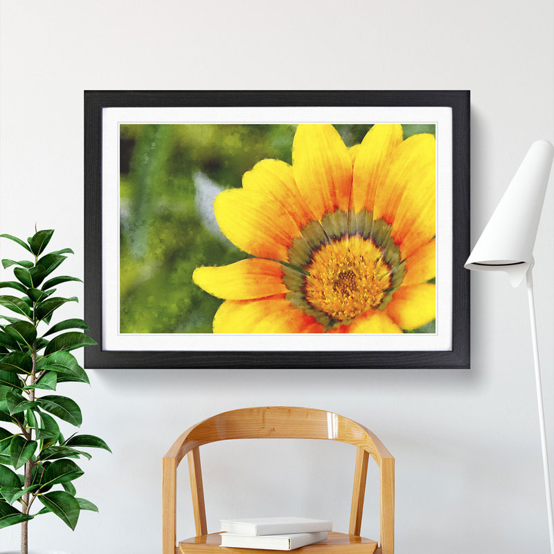 Bright Yellow Flower - Framed Print, 48cm H x 65cm W x 2cm D, Black