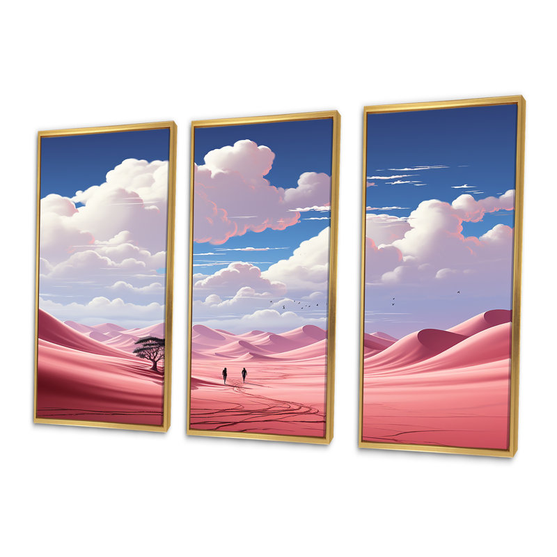 «Desert Twilight Traverse», art mural paysages spatiaux, H 28 po x l 36 po x P 1 po, Cadre flottant doré