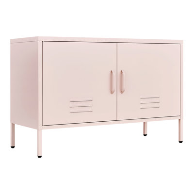 Armoire de rangement en métal, armoire en métal avec portes et tablette réglable, meuble télé avec rangement, meuble télé Morden pour chambre à coucher, salon, rose avocat