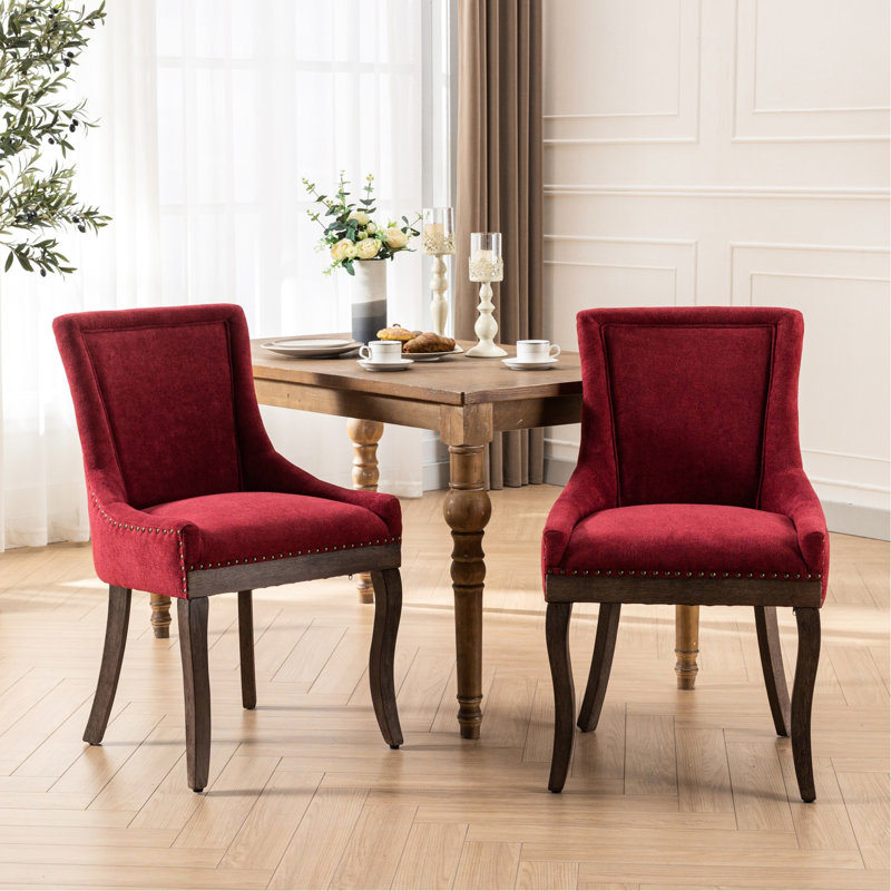 Chaises de salle à manger Ultra Side (ensemble de 2) - Tissu épaissi rouge vin / bourgogne