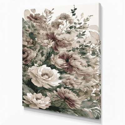 "Watercolor Floral 7", art mural sur toile grise
