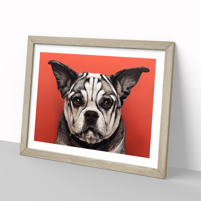 Dog Vol.5 - Single Picture Frame Print, 46cm H x 64cm W x 2cm D, Oak