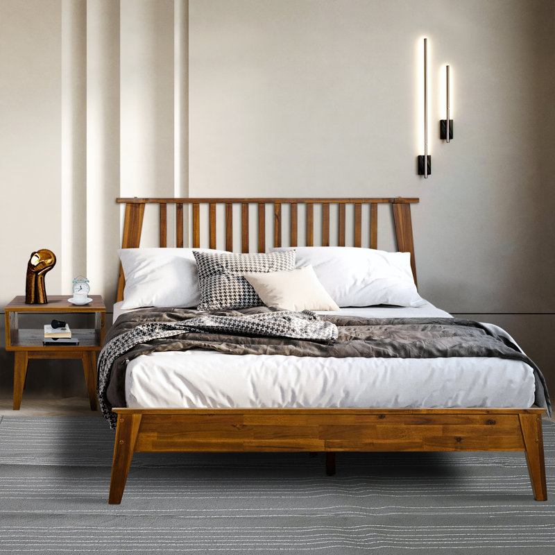 Base de lit plateforme en bois massif de qualité supérieure avec tête de lit Jildardo - capacité de 800 lb, sans sommier, convient à tous les matelas