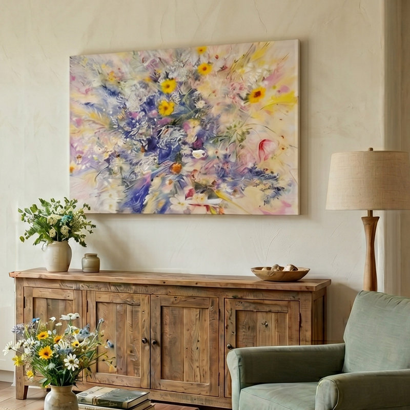Fleurs colorées de prairies colorées I, reproduction d'art sur toile, 18 po x 24 po