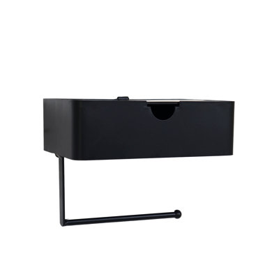 VIP Metal 9 in. Black Toiler Paper Holder with Shelf