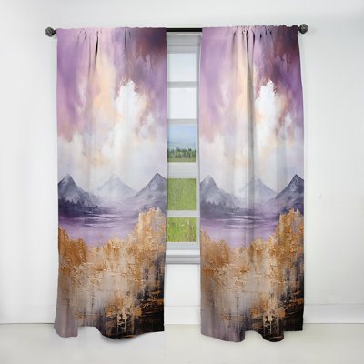 Mauve et or Mountain Landscape I - Rideau obscurcissant abstrait paysages - 1 panneaux