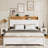 Wooden Bed with Charging Station Storage Headboard-607000855