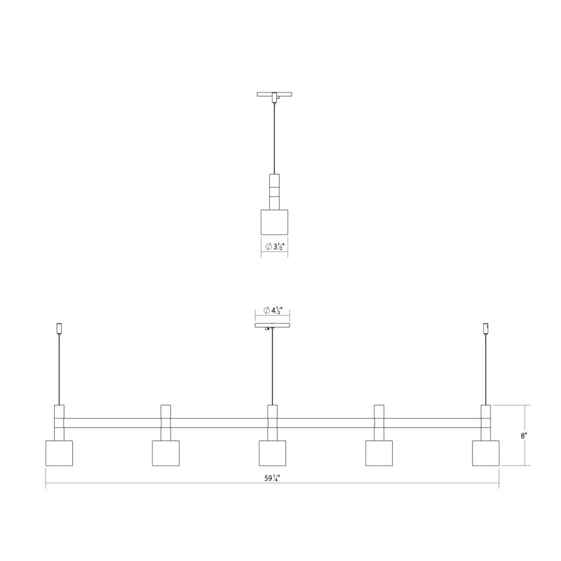 Satin Aluminum Systema Staccato 57" LED Linear Pendant Light
