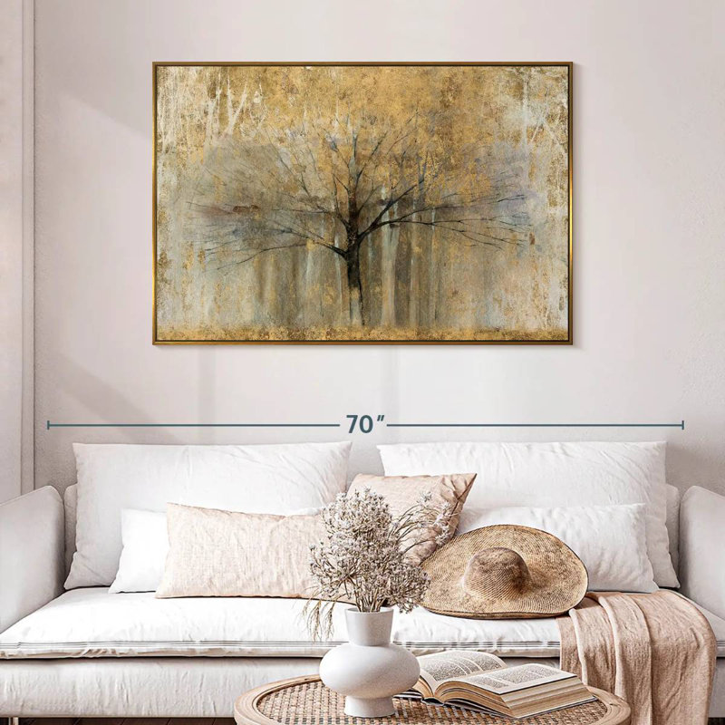 Or à bras ouverts, 46 po x 31 po, Cadre flottant doré