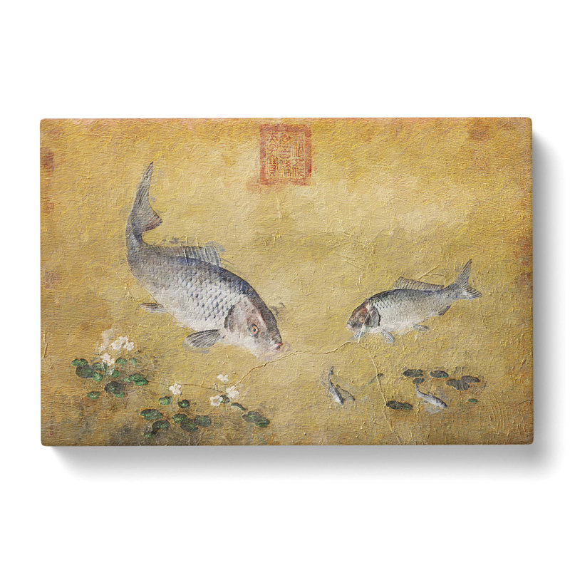 Plants & Fish by Lang Shining - Wrapped Canvas Painting, 35cm H x 50cm W x 3cm D