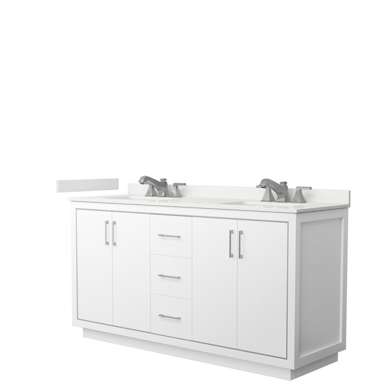 66 meuble-lavabo double avec plateau 66, WDX13318, Blanc, Noir mat