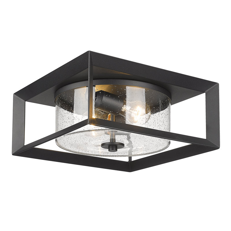 Laurent Steel Wall Light, Seeded Glass, Black