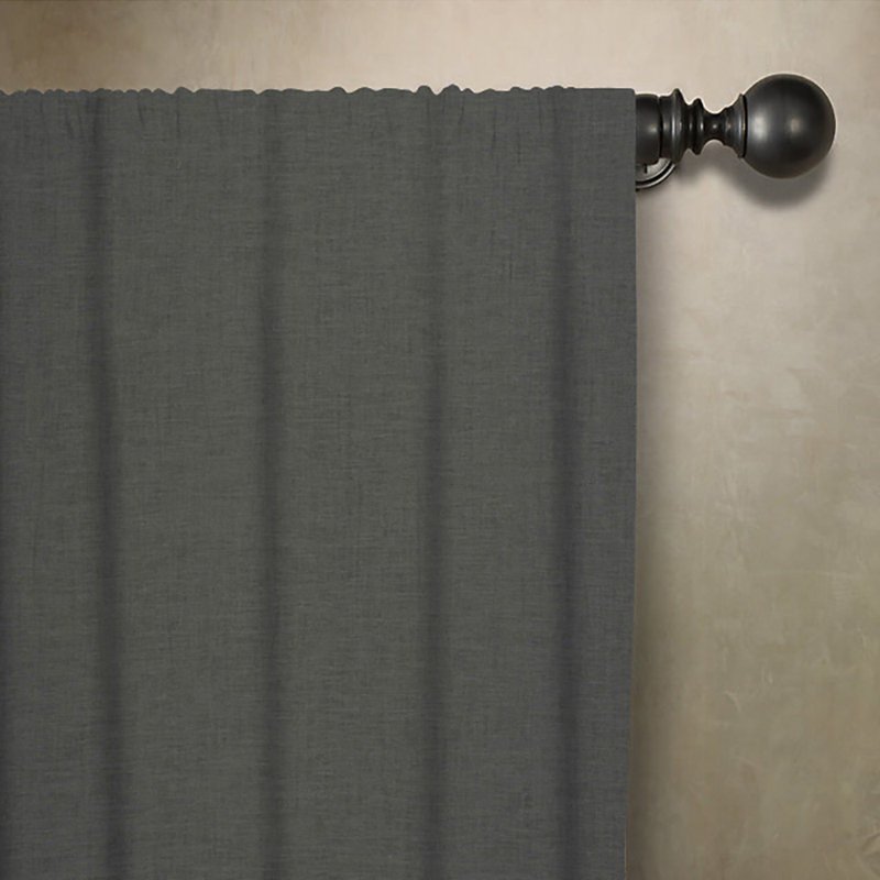 Solid Linen Room Darkening Curtains / Drapes Single Panel, Quarry, 50" W x 96" L