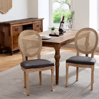 Chaise de salle à manger avec cadre en bois massif de style français