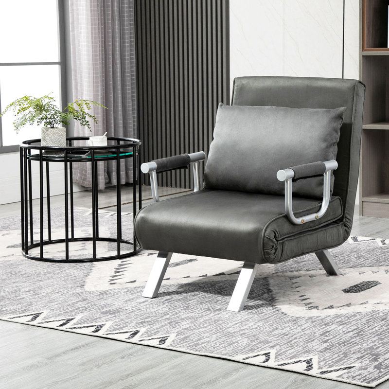 Chaise réglable à 5 positions, gris foncé avec coussin et structure en acier