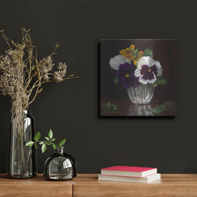 «Four Pansies» par Christopher Pierce, art mural en métal, 36 po x 36 po, H 12 po x l 12 po