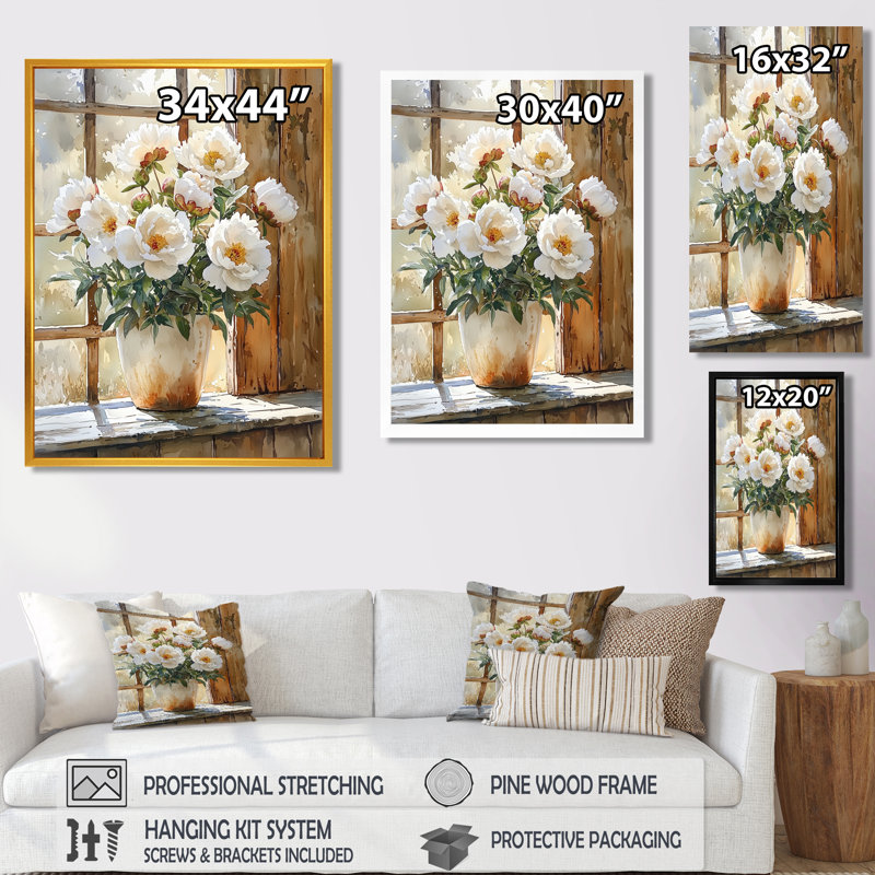 Atherton - reproduction d'art sur toile florale, Reproduction encadrée d'une seule photo, H 44 po x l 34 po