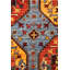 Tapis unique bleu / rouille / jaune nouvel âge 8 pi 3 po x 9 pi 9 po Ersari