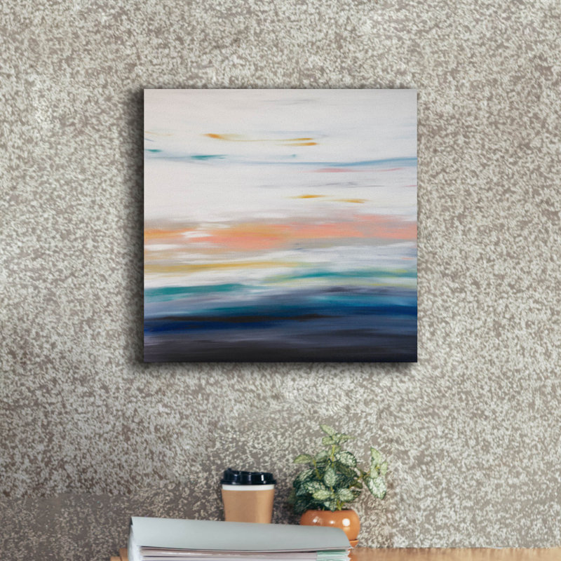Coucher de soleil 70 po par Hilary Winfield, art mural sur toile, 37 po x 37 po, H 18 po x l 18 po x P 0,75 po