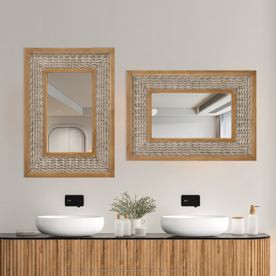 Miroir mural rustique en bois massif