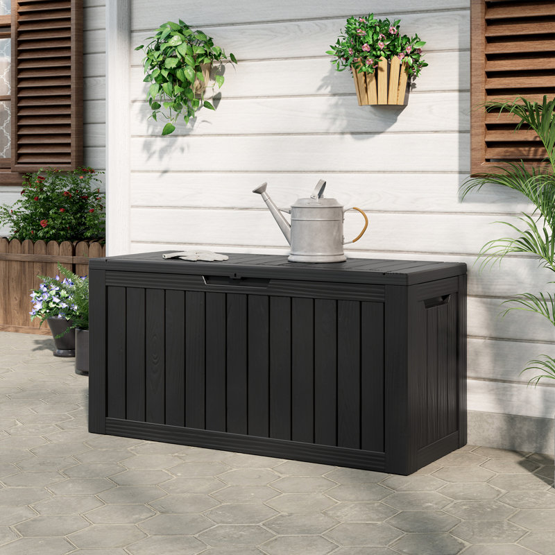 Boîte de rangement verrouillable en résine résistante à l'eau 80 gallons, H 23,23 po x l 46,26 po x P 18,7 po, Noir