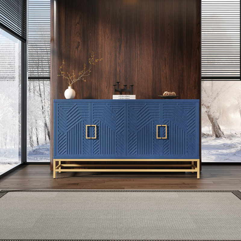 Buffet décoratif Zavien, Bleu marine, 32.7" H x 59.8" W x 15.7" D