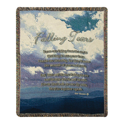 Manual Woodworkers & Weavers Falling Tears Tapestry Throw 50 x 60 Inch 100 Percent Cotton Woven Heirloom Quality Blue