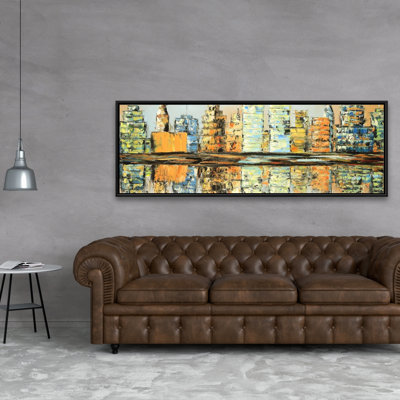Art sur toile, "Reflections of a Colorful City - Orange"