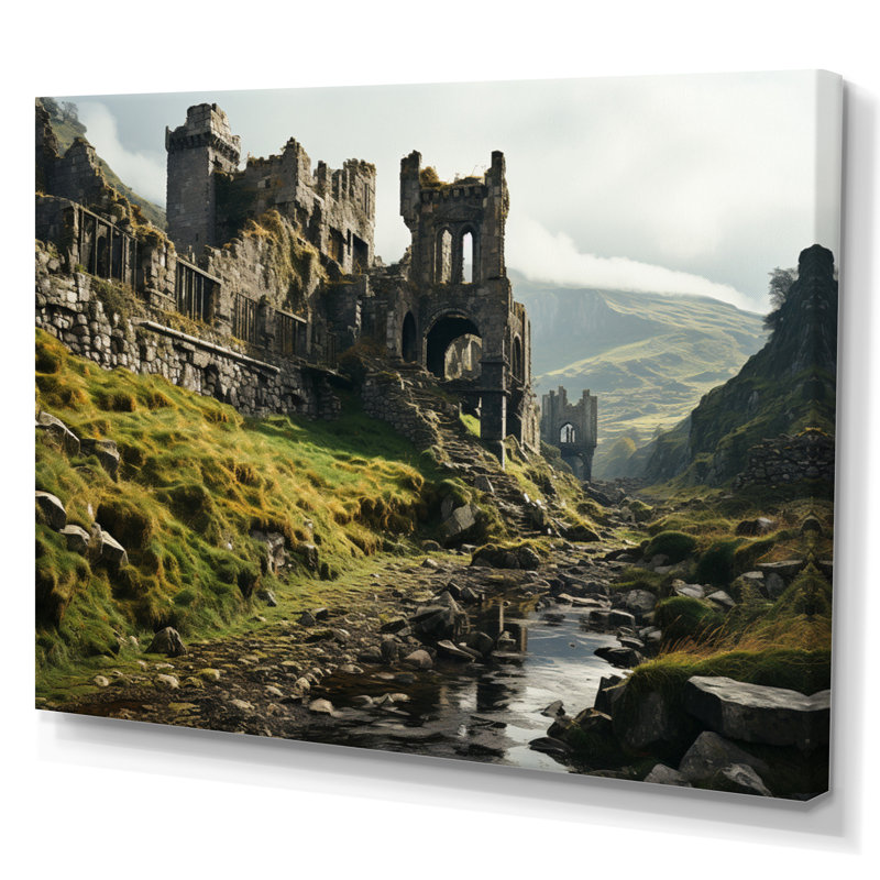 Irlande, château mystique I, H 16 po x l 32 po x P 1 po, Toile tendue