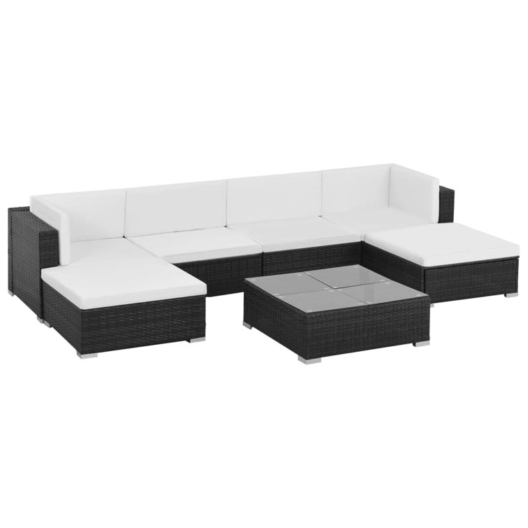Patio Furniture Set 7 Piece Outdoor Sofa with Coffee Table Poly Rattan (INCOMPLETE, missing pieces)