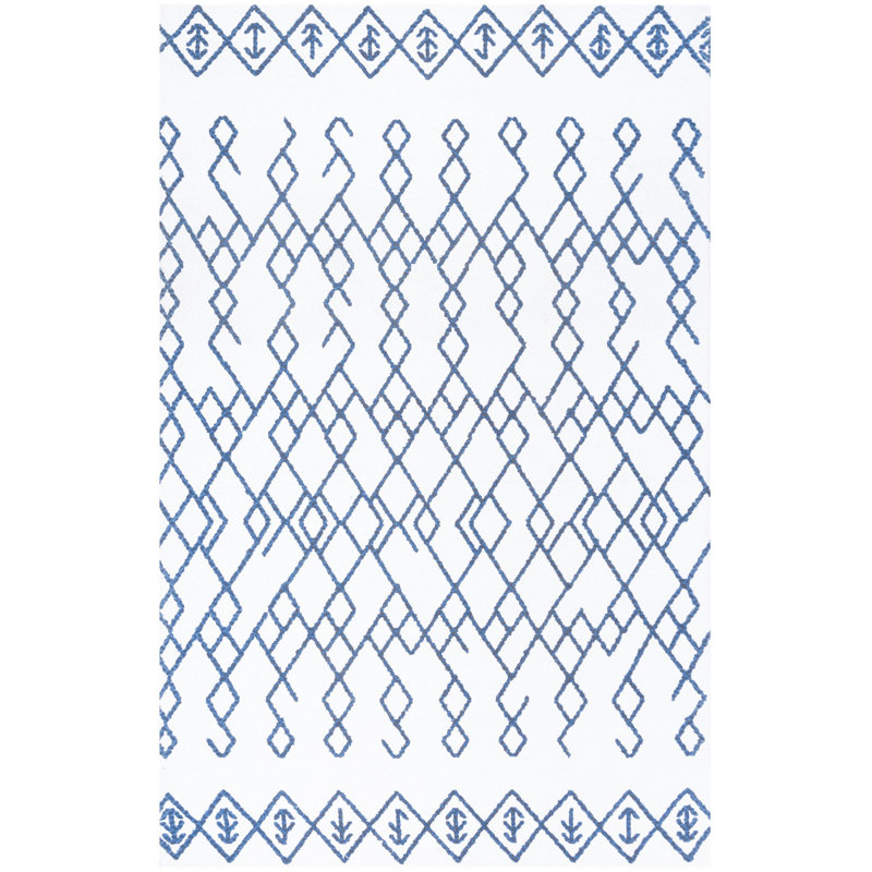 Tapis géométrique en coton tissé à la main Burrell Cedar Brook, Rectangle de 3 pi x 5 pi