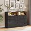 Commode 7 tiroirs pour chambre à coucher avec lumières DEL, commode en bois avec 2 compartiments ouverts et station de charge, organisateur de rangement autoportant pour placard, entrée, chambre de bébé-1234869772