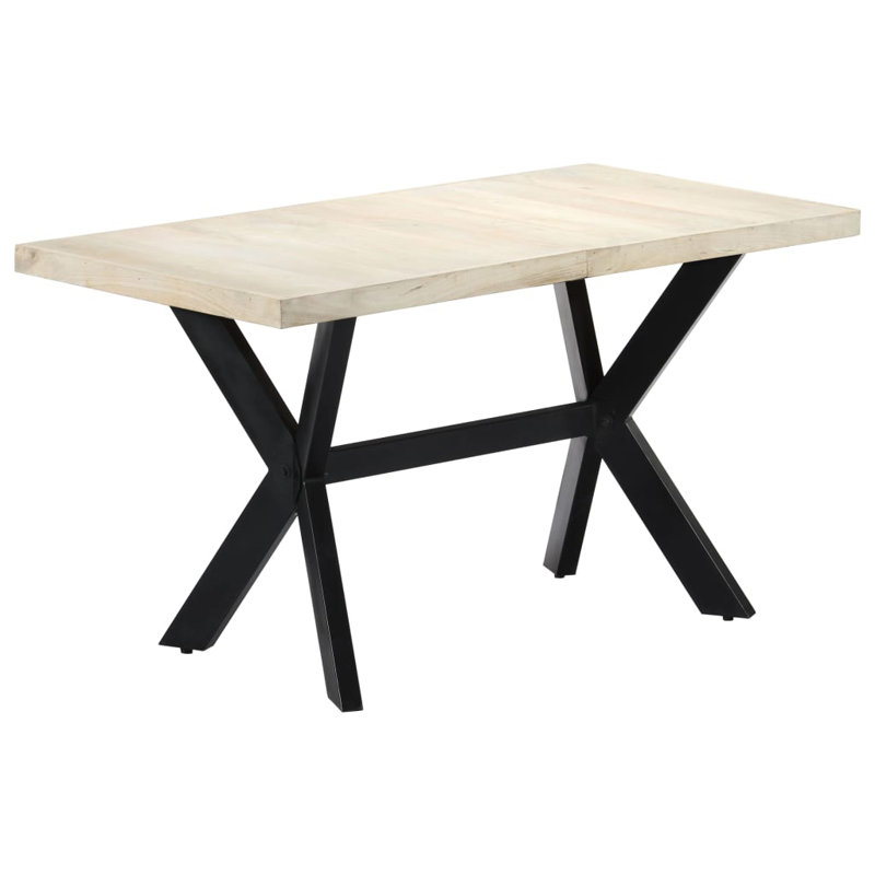 Cameo Solid Wood Top Metal Base Dining Table, Brown, H75 x L140 x W70cm