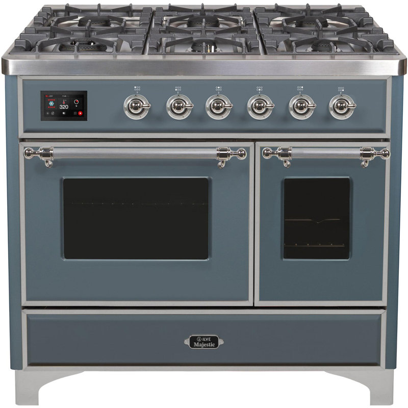 Majestic II 40" 3.82 cu. ft. Freestanding Dual Fuel Range with Griddle, Liquid Propane, Blue Gray/Chrome