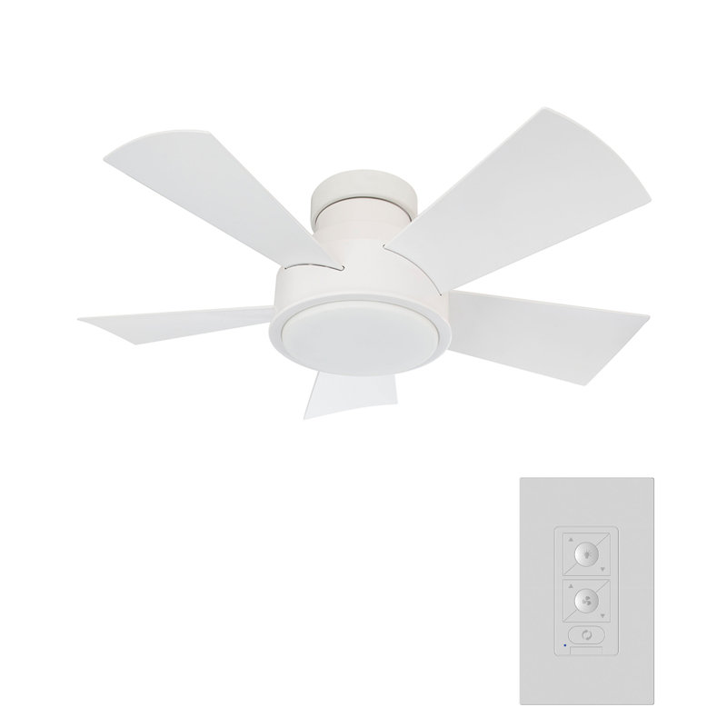 Vox 5 - Blade Indoor/Outdoor Smart Flush Mount Ceiling Fan with Remote Control and LED Light Kit, Works With Alexa and iOS or Android App